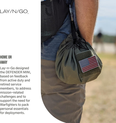 Lay-n-Go Defender Mini Gear Accessory Storage Bag with Pockets for Travel, Military, 16 inch, Green