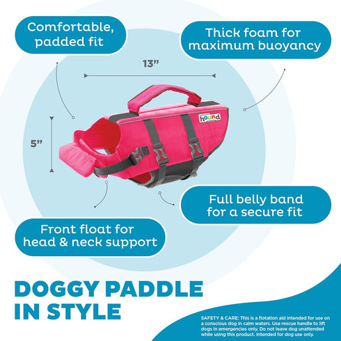 Outward Hound Granby Splash Dog Life Jacket, Small, Pink