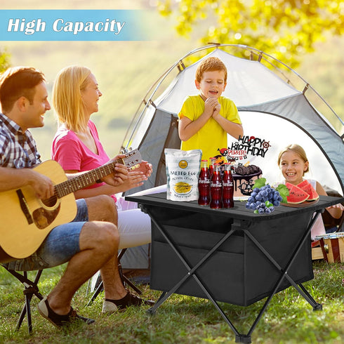 Foldable Small Folding Table, Portable with High-Capacity Storage for Outdoor Camping, BBQ, Picnics, Cooking