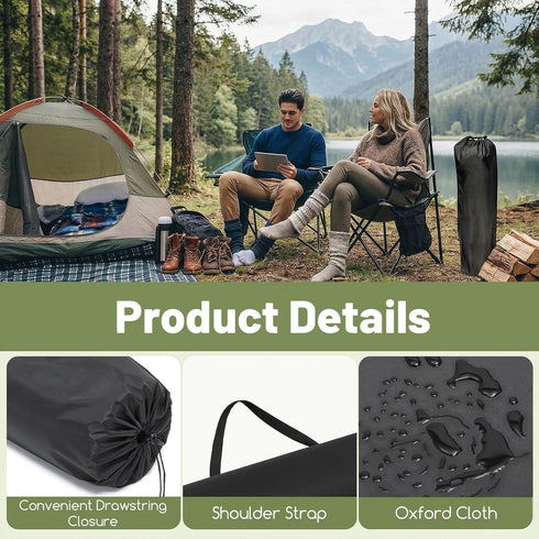 Nogeqi 80x20cm/31.5x7.87in Camping Chair Bag Replacement, Black Portable Folding Chair Bag with Shoulder Strap