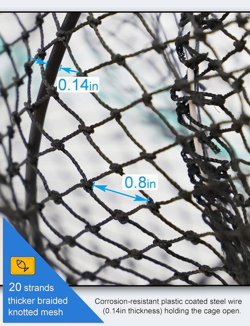 10m Hlotmeky Crab Trap Minnow Trap Fishing Bait Traps with Hand Rope, Folded Lobster Crawfish Fishing Net Trap