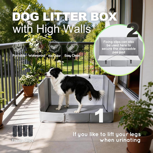 HQ4US 4LEGS Seamless, Dog Litter Box, Pee Pad Holder Foldable, Indoor Dog Potty Tray for Puppy & Medium Dogs, High