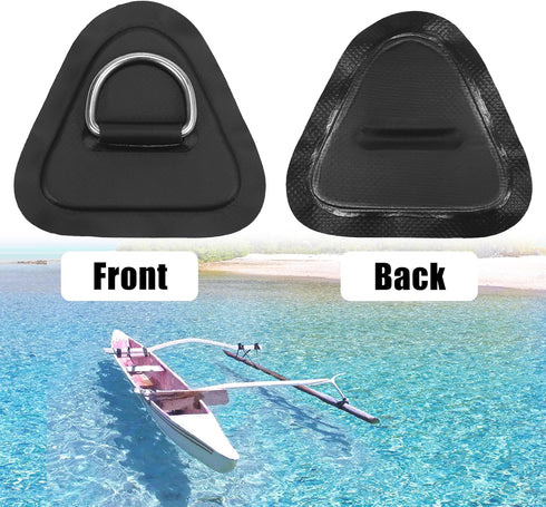 X AUTOHAUX D Ring Patch 4pcs PVC Stainless Steel Triangle Shape Pad for Inflatable Boat Kayak Canoe Deck