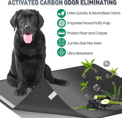 Munoci 36"x36" 32 Count, Activated Charcoal Pee Pads for Dogs , Extra Large, Super Absorbent, Leakproof and Odor