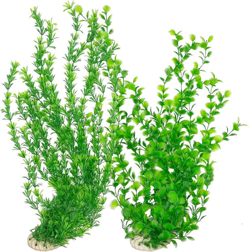 Hamiledyi Aquarium Plastic Plants - Tall 23 Inches Fish Tank Decorations, Artificial Green Water Plants (2 PCS)