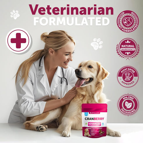 70 Dog UT Treats - Cranberry Chews for Dogs - Urinary Tract & Bladder Support Supplement with Natural Cranberry Extract