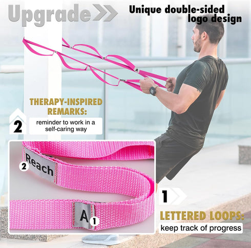 Stretching Strap, Non-Elastic Yoga Straps with 10 Loops for Physical Therapy, Exercise, Pilates, Dance, Gymnastics