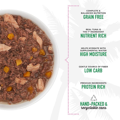 Tiki Cat Aloha Friends, Tuna, Ocean Whitefish & Pumpkin, Grain-Free Wet Cat Food, 3 oz. Cans (Pack of 12)