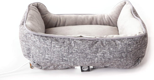 K&H Pet Products Mother's Heartbeat Heated Dog Bed with Bone Pillow, Heartbeat Puppy Toy, Gray 11 X 13 Inches