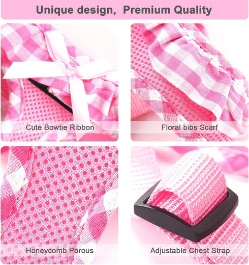 SuperBuddy Upgraded Soft Mesh Dog Harness, Lightweight Breathable Pet Harness for Outdoor Walking, Pink - Medium