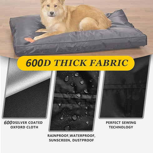 Dog Bed Covers, 30L × 20W × 3H Inch Washable Black Oxford Fabric with Handles and Zipper, Reusable Liner for Small to