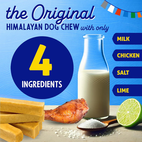 Himalayan Chew Original Yak Cheese Chew, Chicken, 3 Small Sticks, Gluten Free, Healthy Treats