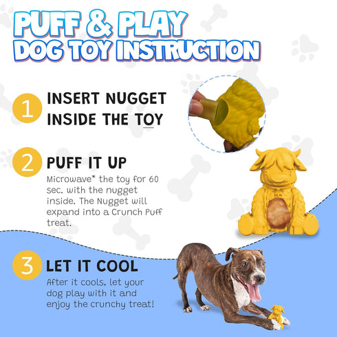 Yeti Puff and Play Dog Toy - Interactive Nuggets Treats Dispenser Puzzle for Light to Moderate Chewers