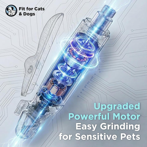 Zelvian 2-in-1 Trimmer, 3 Dog & Cat Nail Clipper and Grinder with LED Light, Low-Noise Electric Pet Nail Safety Lock
