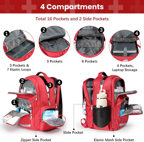 Gatycallaty Backpack First Aid Emt First Responder Bag Empty Ems Emergency Home Health Hiking Trauma Travel Camping