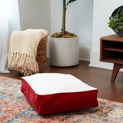South Pine Porch Buddy Rectangle Pillow Style Dog Bed, Crimson Sherpa, Extra Small, 24" x 18"