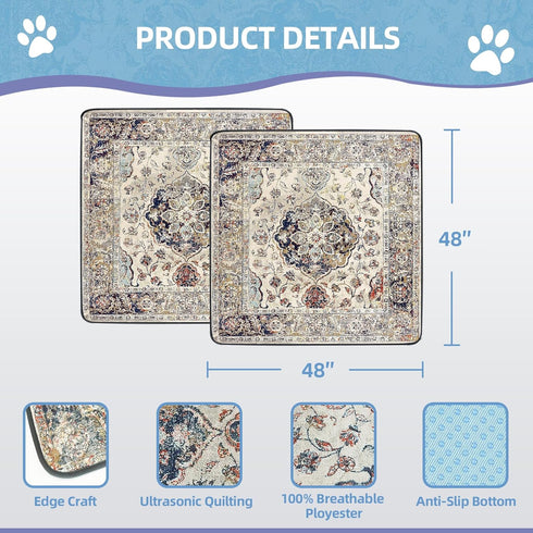 SCLOSE 2 Pack, 48" 48" Washable Pee Pads for Dogs Large x Reusable Puppy Pads Waterproof Dog Rugs, Super Absorbent