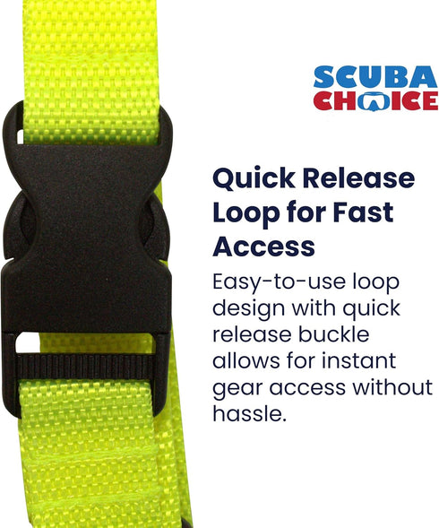 Scuba Choice Diving BC Fin & Mask Keeper with Quick Release Lanyard – Yellow/Black, Adjustable Straps