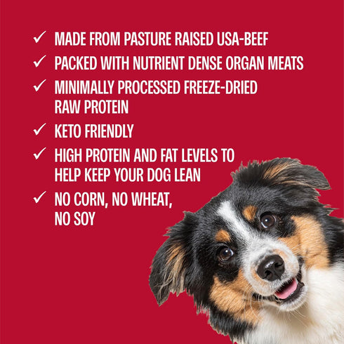 (20oz) Muenster Freeze Dried Beef Bites - Complete Dog Food, Treat, Mixer or Topper - Grain-Free