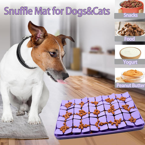 Silicone Snuffle Mat for Small Medium Dogs,Slow Feeder Lick Mat for Pet Slow Down Eating,Encourages Natural Foraging Skill,Interactive Feed Game Toy Lick Mat Bowl for All Breed Dog(Purple)