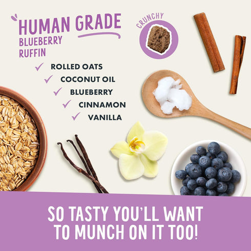 (5oz Health Extension Crunchy Munchies Granola Bites Blueberry Ruffin Flavor, Natural Limited Ingredient Dog Treats