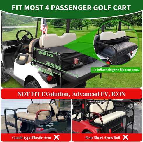 Golf Cart Rear Storage Bag for 4 Passenger EZGO, Club Car, Yamaha, 900D Water-Repellent Cargo Box with Secure Net
