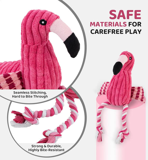 Squeaky Dog Toys - Plush Dog Toys with Soft Durable Fabric for Small Medium Large Breeds, Interactive Tug of War Rope