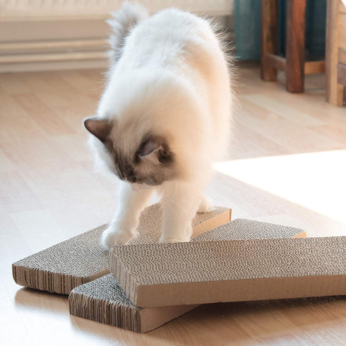 Navaris Cat Scratching Board Set - Narrow Scratch Boards for Scratching/Stretching Made of Cardboard for Small and Large Cats - 41x13x3cm (Set of 3)