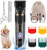 FURBONA Dog Grooming Kit with LED Display, 3-Speed, Low Noise, Rechargeable, Cordless,