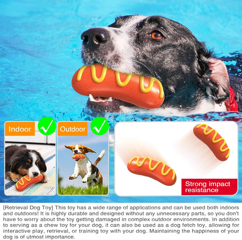 Hot Dog Squeaky Dog Toy, Interactive Rubber Chew Toy for Aggressive Chewers, Humorous Gift for Dog Lovers