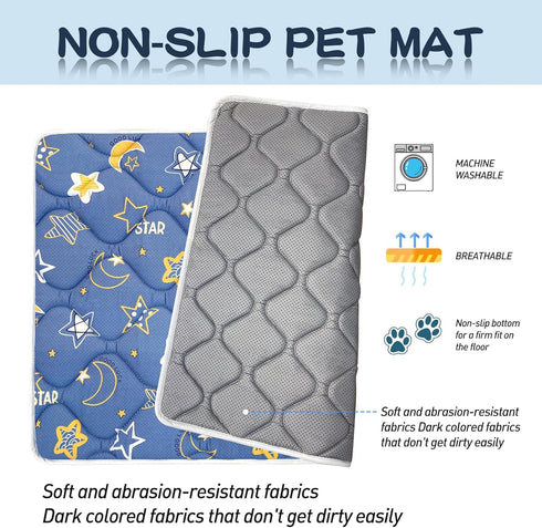 Dog Crate Mat, Ultra Soft Washable Bed Mat with Anti-Slip Bottom, Cute Prints, for Large Medium Small Dogs (59" X 35")