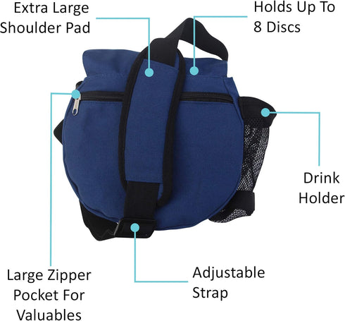Kestrel Black Disc Golf Bag - Fits 6-10 Golf Discs + Bottle - Durable Canvas - Small Sling/Shoulder Bag for Men & Women