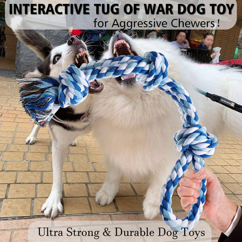 Dog Rope Toys 2 Pcs - Indestructible Chew Toys for Aggressive Chewers, Dental Cleaning Tug of War Toy