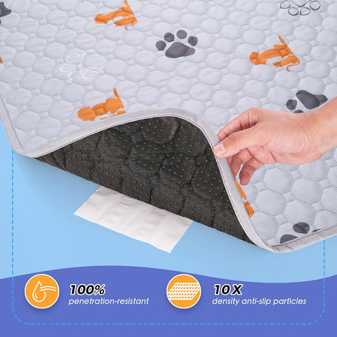 2 Pack 24"x24" WanpeeGoo Washable Pee Pads for Dogs, Absorbent Reusable Training Dog Pads Pet Puppy Pads, Non-Slip