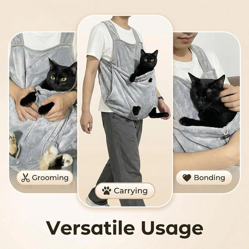 Generic Cat Apron, Plush Pet Sleeping Bag for Napping,Soft Cat Chest Carrier - Adjustable Velvet Sling for Kittens
