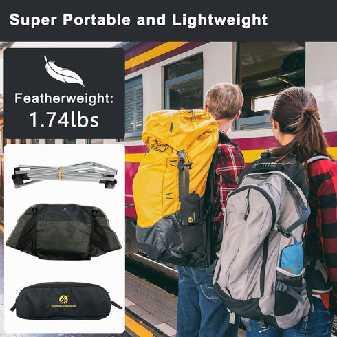 Backpacking, Ultralight Folding Camping Chair Low Lightweight Foldable Camp Chairs with Carry Bag for Hiking, Picnic