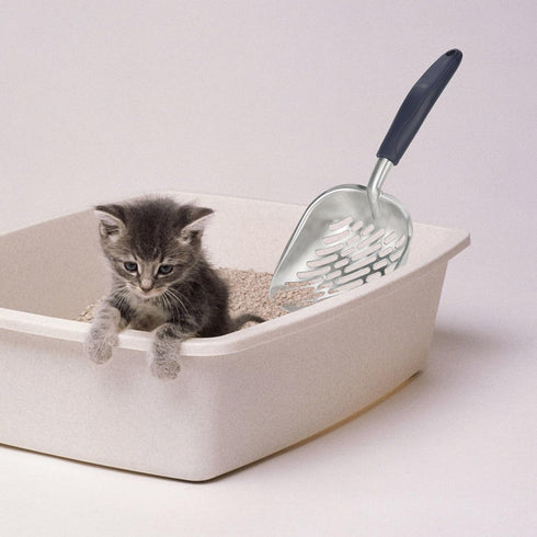 Cat Litter Scoop, Aluminum Alloy Sifter with Long Handle, Deep Shovel Poop Sifting for All Cat Litter Types