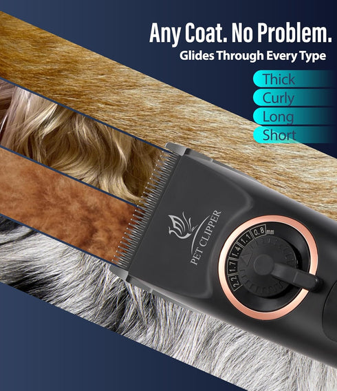 12H 440C 3-Speed Professional Dog Grooming Clippers with Runtime & Replaceable Blade, Low Noise Electric Dog Shaver