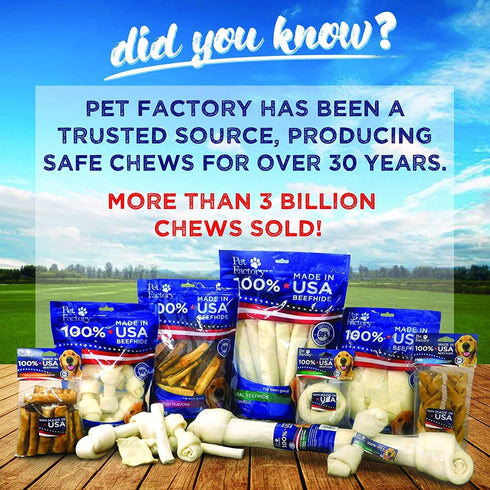 Pet Factory 100% Made in USA Beefhide 7" Braided Sticks Dog Chew Treats, Natural Flavor, 6 Count/1 Pack