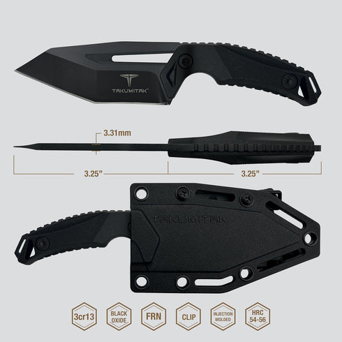 Hunting Survival Knife, 6.5" Full Tang Fixed Blade with Extra FRN Handle Scales