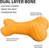 Playology Dog Toys Dual Layer Bone Chew Toy - Durable Rubber for Large Dogs - Cheddar Cheese Scented Orange Toy Bones