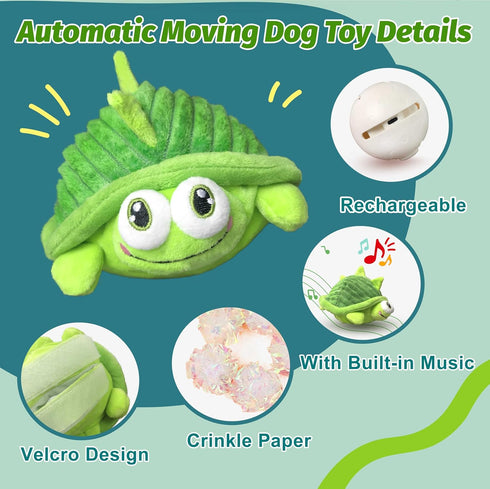 GUKCO Interactive Moving Dog Toys Plush Chew Toy with Bouncing Ball, Music & Recording | Rechargeable Self-Play Toys