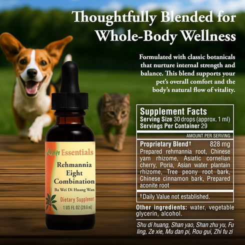 1 oz Kan Herb Company Rehmannia Eight Combination Traditional Chinese Herbal Blend for Dogs and Cats to Support Kidney