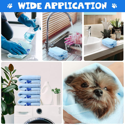 Chumia 4 Pcs Dog Towels for Drying Dogs, Microfiber Absorbent Towel for Medium Dogs Cats (Light Blue, 24 x 40 Inch)