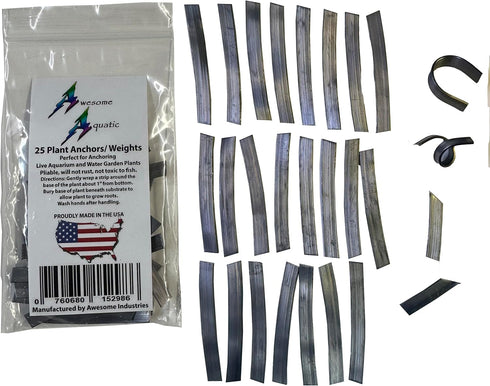 Awesome Aquatic Plant Anchors/Weights - 25 pk Strip Lead Ribbon for Live Plants Weight Anchor