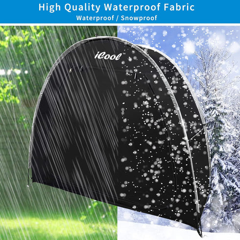 iCool Outdoor Bike Covers Storage Shed Tent, Waterproof Fabric Aluminum Alloy Bracket for 2 Bicycles