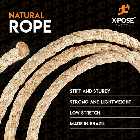 Sisal Rope 1/4 Inch Thick, 50 Ft Heavy Duty Durable Natural Fiber Rope for Crafts, Cat Scratching Post, Indoor/Outdoor