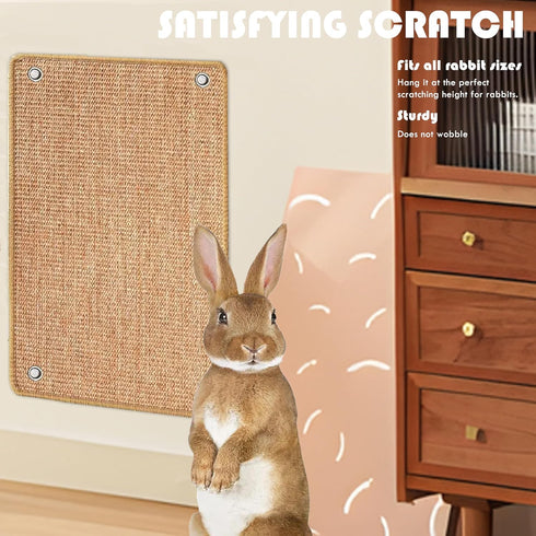 2PCS 16x12 Inches Rabbit Scratching Pad - Natural Sisal Bunny Scratch Pad Durable Rabbit Scratch Pad Chew Toy - Pet