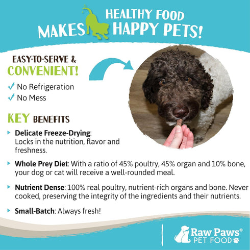 Raw Paws Freeze Dried Dog Food & Cat Food, 16-oz - Chicken Recipe, Made in USA, Freeze-Dried Raw Food