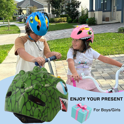 Toddler Helmet Kids Bike Helmet - 3D Dinosaur Design Protective Gear Set for Kids Age 3-8, Safety Certified.